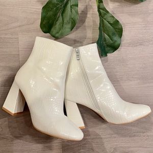 White crocodile booties